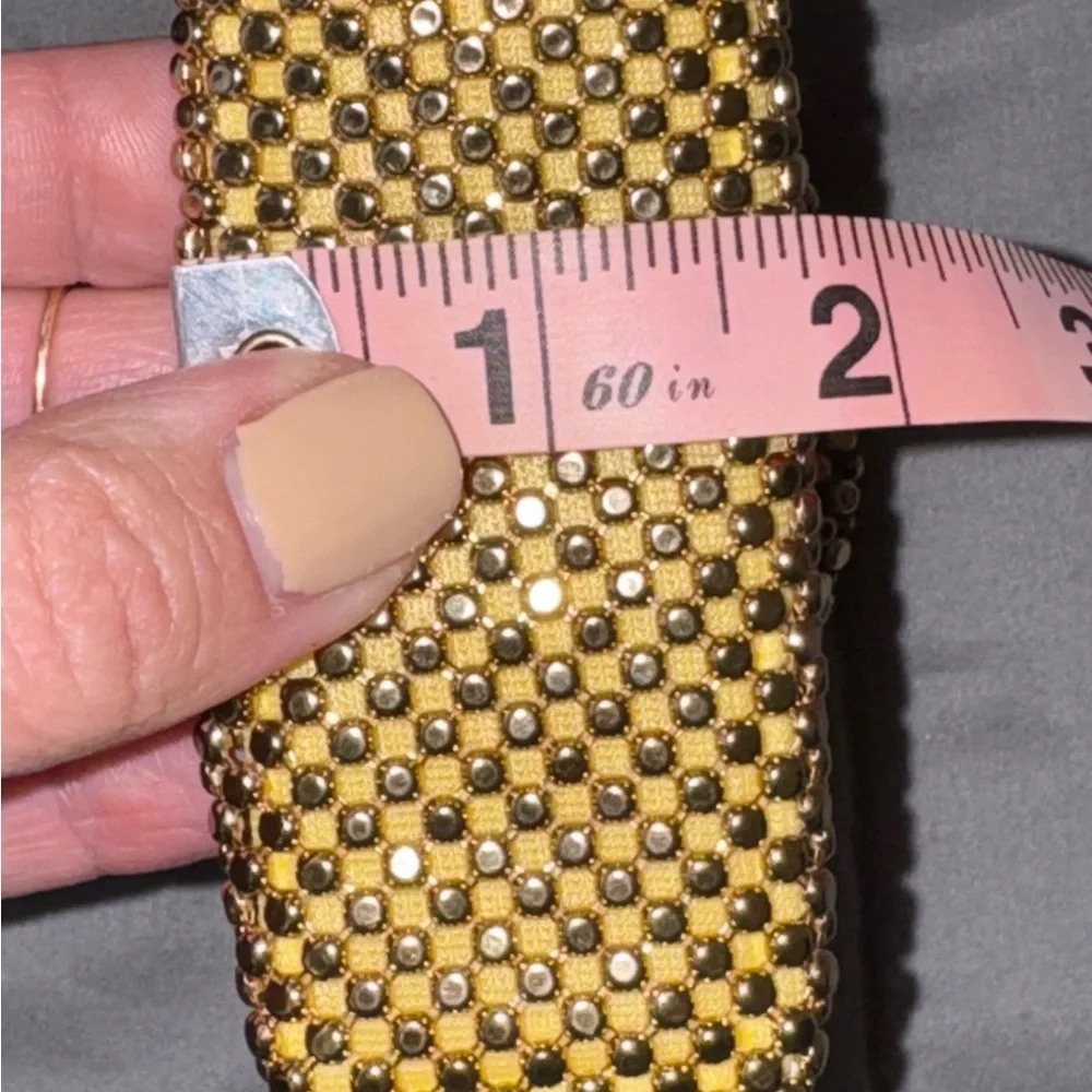 💥SALE Vintage Gold Bead Metal Mesh Minaudière Concertina Closure Bagcirca1950-70 - Picture 12 of 12